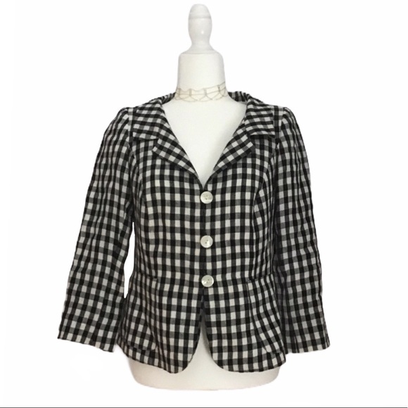 Botondi Milano Checkered Linen Blazer Jacket - Picture 2 of 11